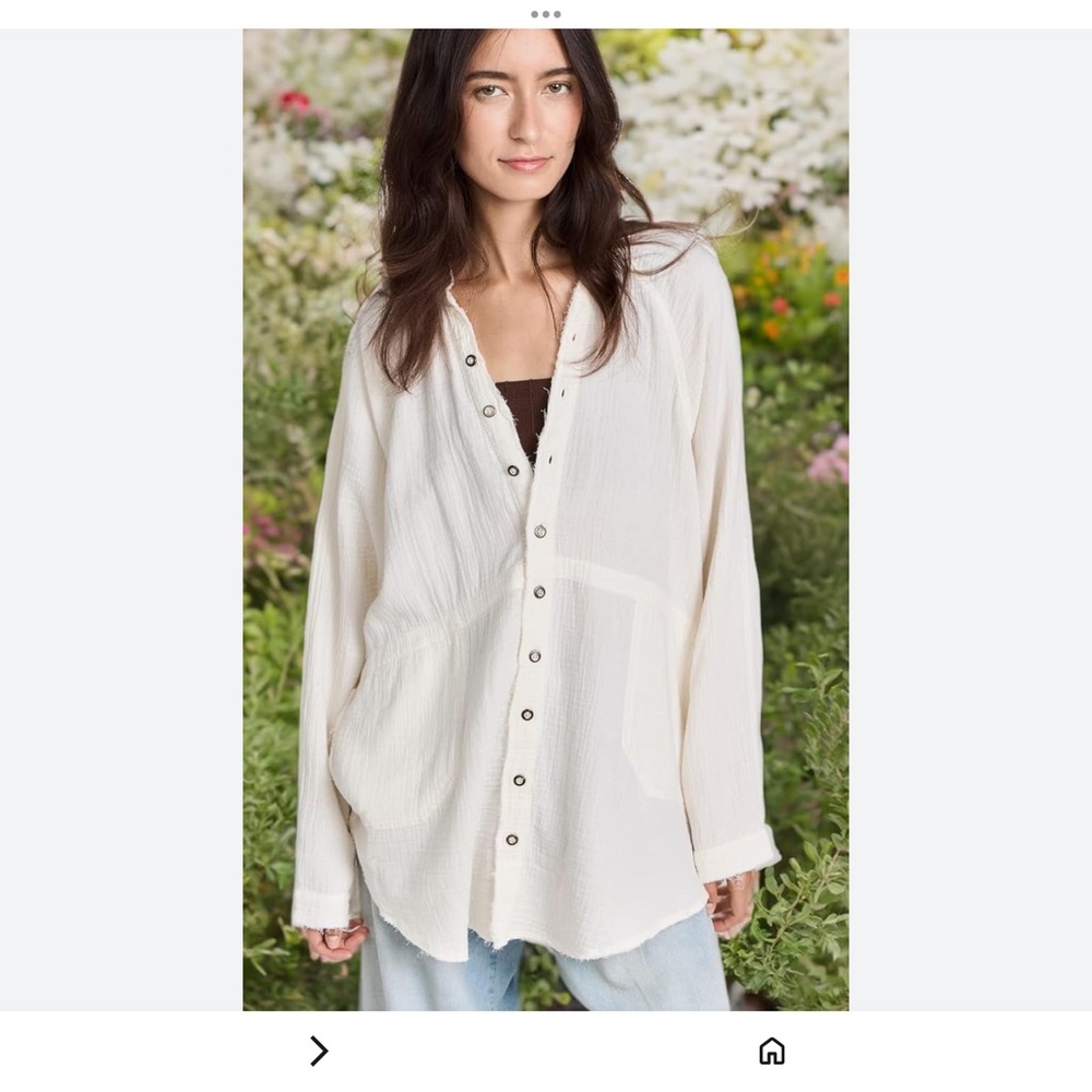 NWT White We The Free Daydream Button Down Oversized Tunic Top